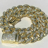 Yellow Tone Cuban Link Moissanite Bracelet
