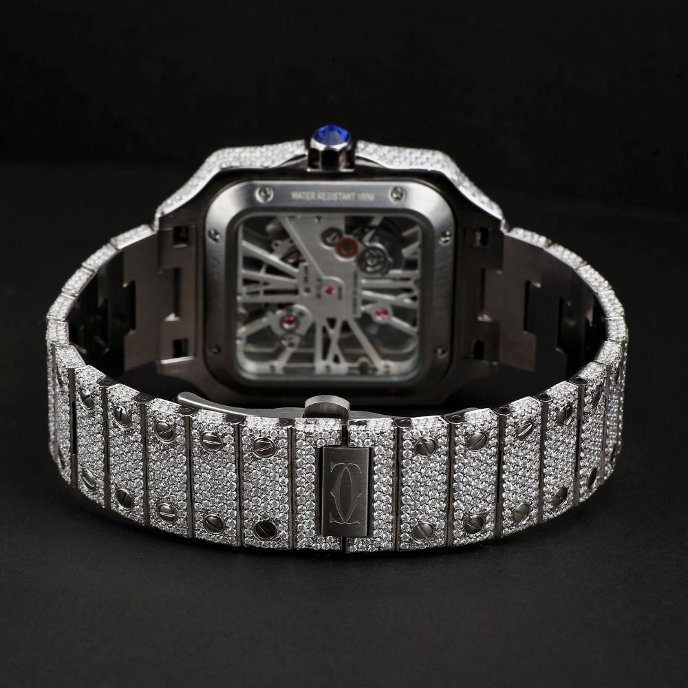 Iced Out Skeleton Moissanite Automatic Watch