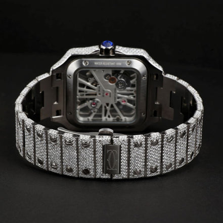 Iced Out Skeleton Moissanite Automatic Watch