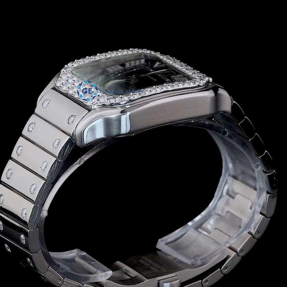 Blue Color Moissanite Diamond Wrist Luxury Watch