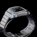 Blue Color Moissanite Diamond Wrist Luxury Watch