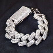 Iced Out Baguette Cuban Link Moissanite Bracelet