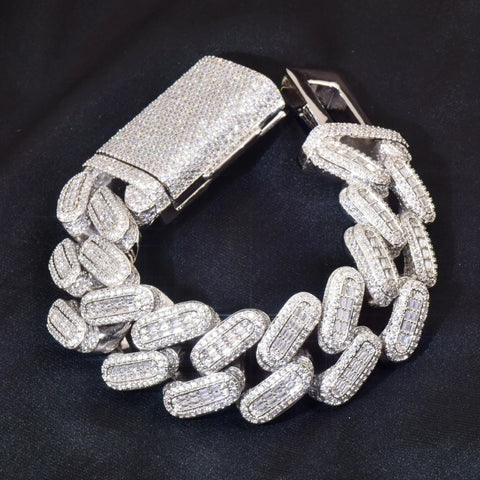 Iced Out Baguette Cuban Link Moissanite Bracelet