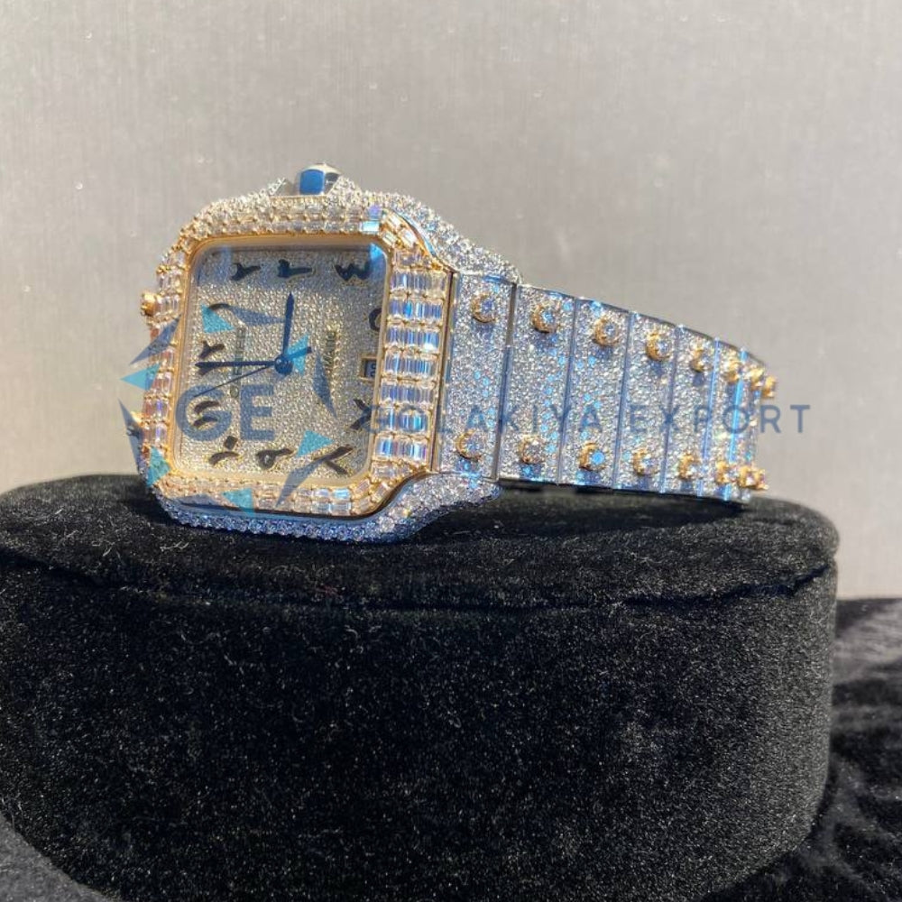 Moissanite Diamond Dual Tone Men's Luxury Watch