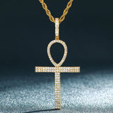 Round Cut Moissanite Ankh Cross Iced Out Pedant For Men's