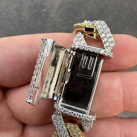 Dual Tone Cuban Link Moissanite Diamond Bracelet