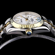 Date Just Golden & Silver Tone White Dial Unisex Watch