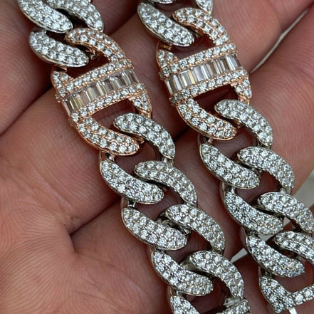 Dual Tone Moissanite Diamond Unisex Hip Hop Bracelet
