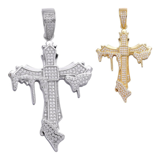 VVS1 Clarity Moissanite Drip of Faith Cross Pendant