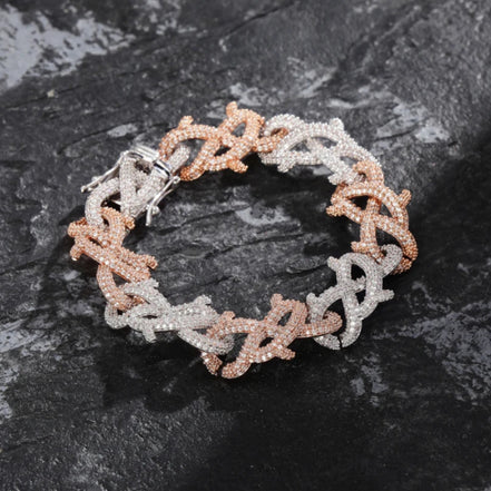 925 Sterling Silver Moissanite Crown Of Thorns Bracelet