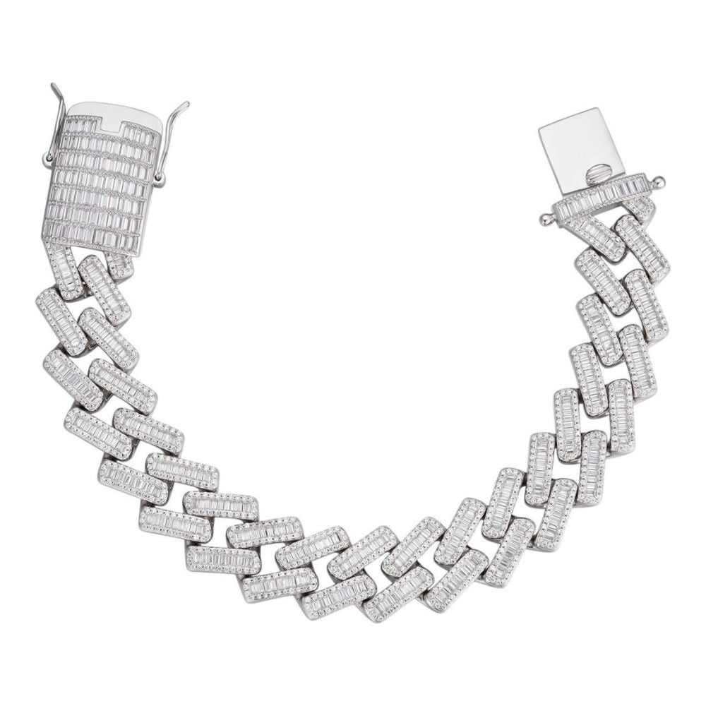 925 Sterling Silver Baguette Moissanite Bracelet