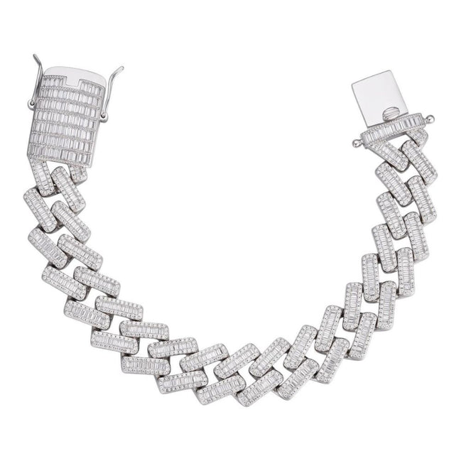 925 Sterling Silver Baguette Moissanite Bracelet