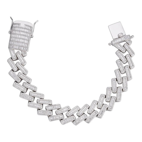 925 Sterling Silver Baguette Moissanite Bracelet