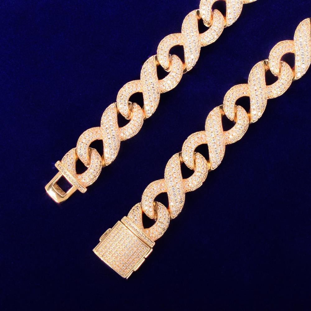 Luxury Hip Hop Infinity Link Moissanite Cuban Chain