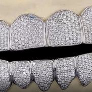 Iced Moissanite Diamond Custom Grillz 10 Top And 10 Bottom Grillz