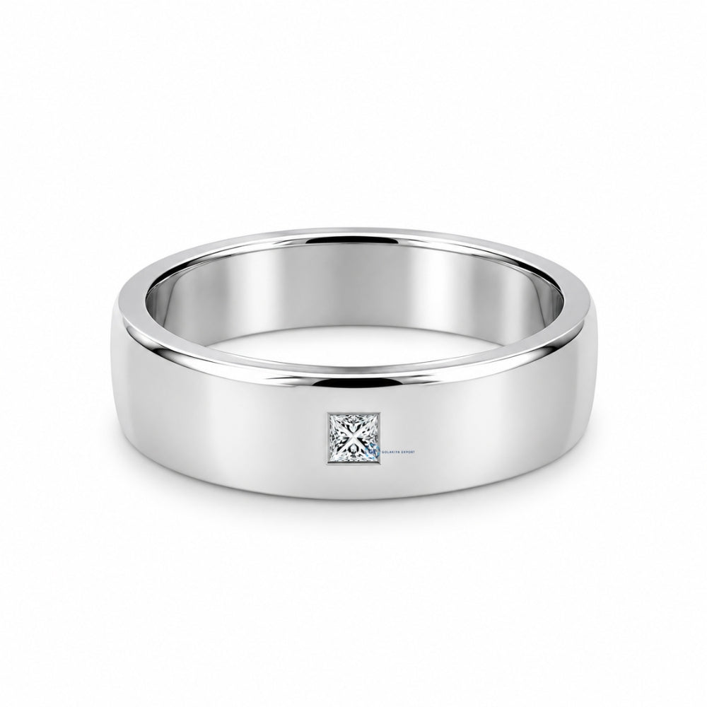 Princess Cut Moissanite Bezel Solitaire Men's Ring