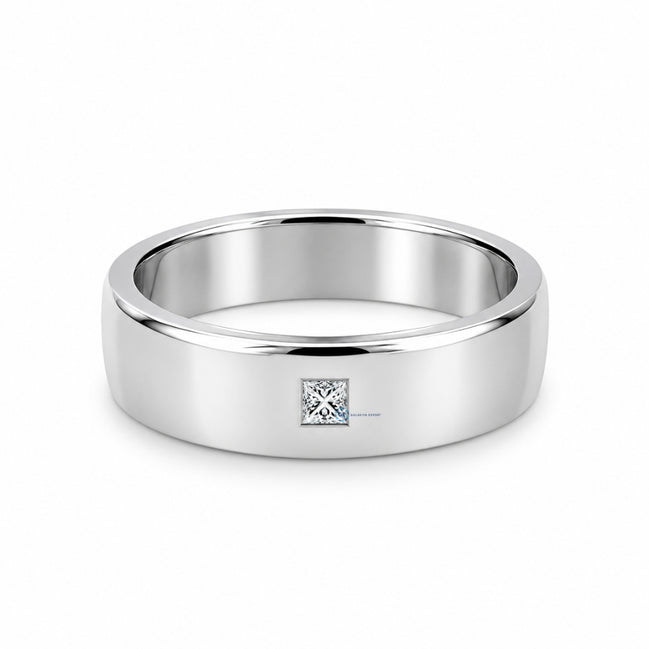 Princess Cut Moissanite Bezel Solitaire Men's Ring