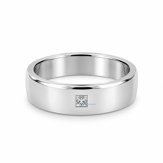 Princess Cut Moissanite Bezel Solitaire Men's Ring