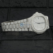 Iced Out Baguette Dial Moissanite Hip Hop Watch For Men's