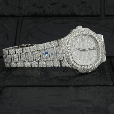 Iced Out Baguette Dial Moissanite Hip Hop Watch For Men's