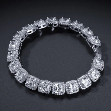 925 Sterling Silver Glacier Clustered Tennis Bracelet