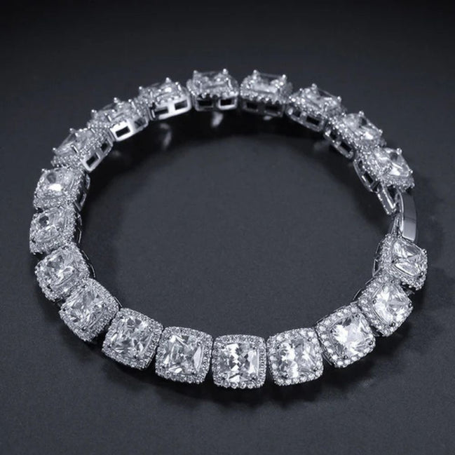 925 Sterling Silver Glacier Clustered Tennis Bracelet