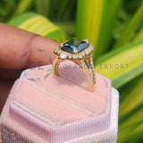 2.5CT Blue Radiant Cut Vintage Halo Engagement Ring