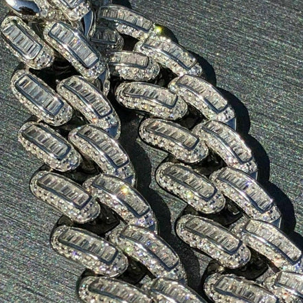 Moissanite Baguette Diamond Cuban Link Bracelet