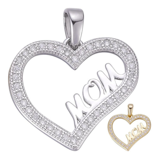 Heart Shaped Mom Latter Moissanite Unisex Pendant