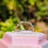 Round Cut Full Eternity Ring Blue Lab Grown Diamond Wedding Band