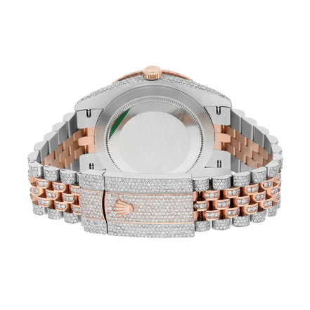 Dual Tone Brown Dial Datejust Iced Out Moissanite Watch