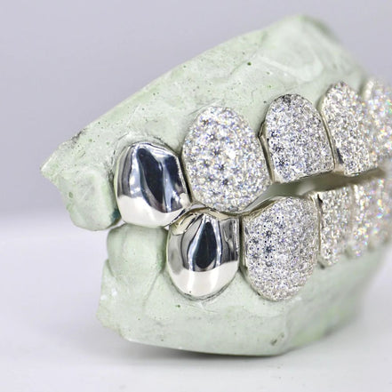 925 Sterling Silver 8 On 8 Moissanite Hip Hop Grillz
