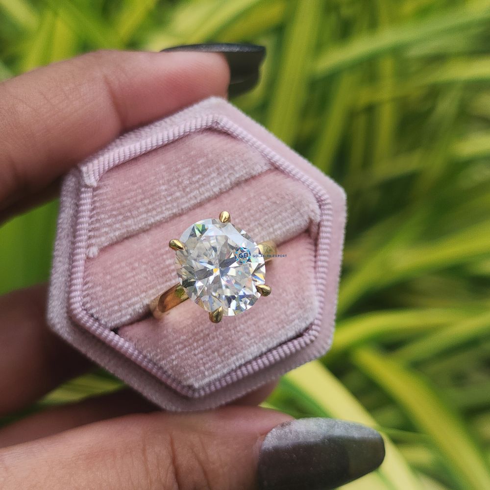 Lab Grown 6 Carat Oval Cut Hidden Halo Engagement Ring