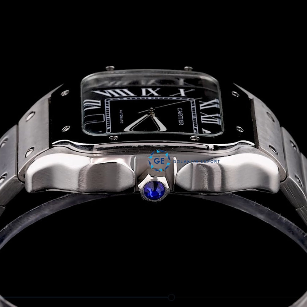 Black Color Dial Stainless Steel Watch For Men's