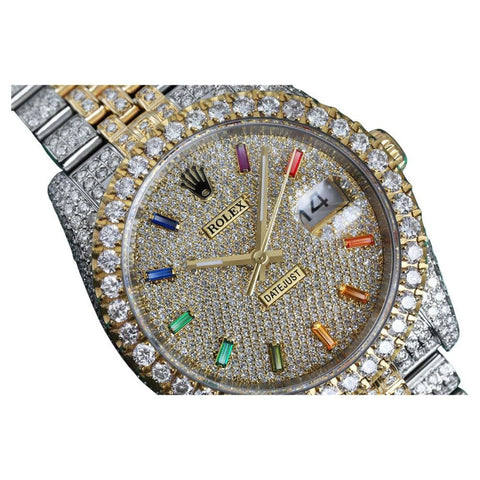 Rainbow Index Moissanite Diamond Dial Automatic Watch