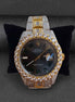Moissanite Iced Out Dual Tone Time Piece For Men's