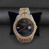 Moissanite Iced Out Dual Tone Time Piece For Men's