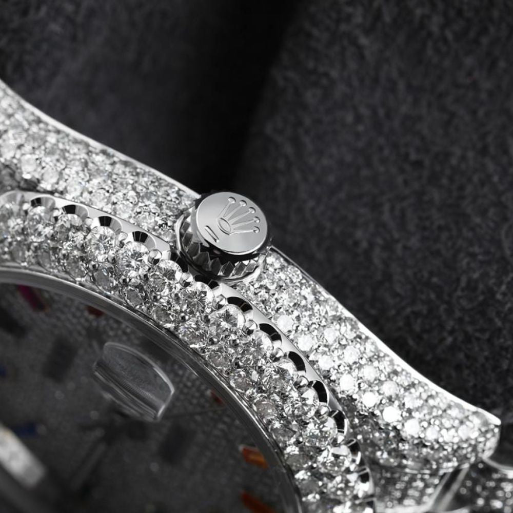 Full Iced Out Moissanite Diamond Date Just Watch