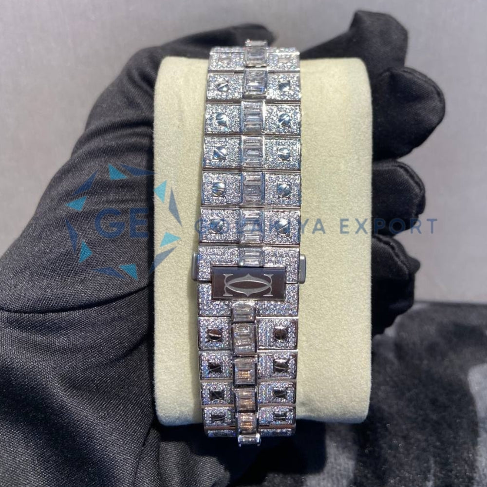 Bust Down Roman Numerals Moissanite Wrist Watch