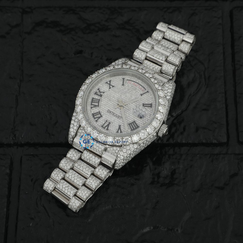 Day Date Iced Out Moissanite Full White Luxury Watch
