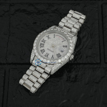 Day Date Iced Out Moissanite Full White Luxury Watch