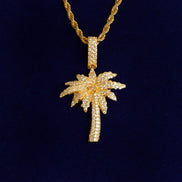 Palm Tree 925 Sterling Silver Moissanite Diamond Pendant