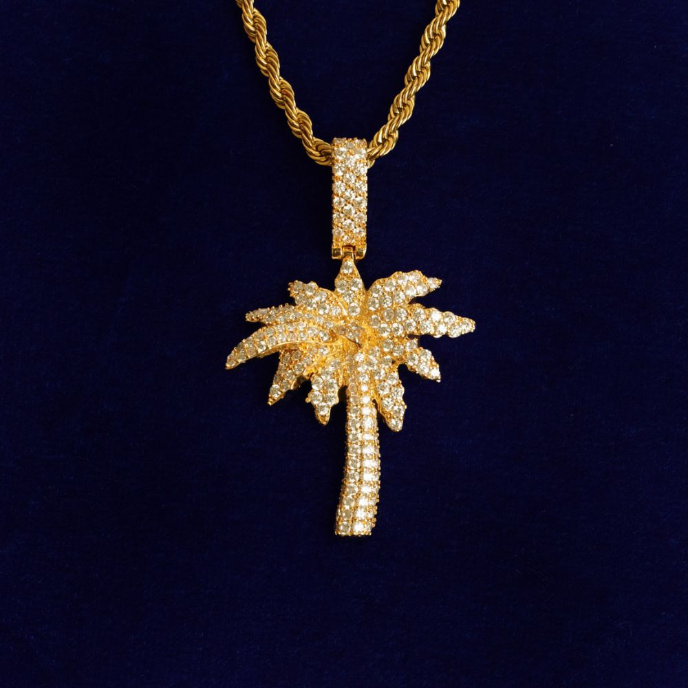Palm Tree 925 Sterling Silver Moissanite Diamond Pendant