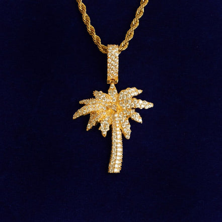 Palm Tree 925 Sterling Silver Moissanite Diamond Pendant