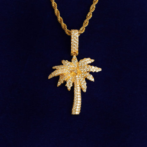 Palm Tree 925 Sterling Silver Moissanite Diamond Pendant