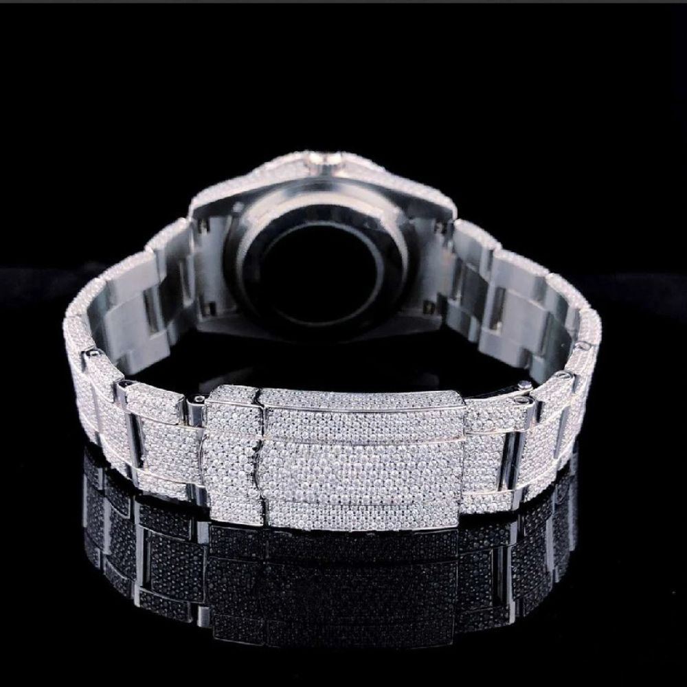 Full Iced Out Green Dial Moissanite Wrist Watch
