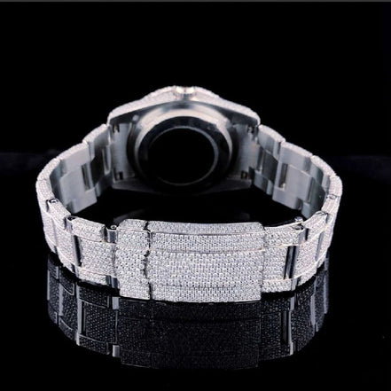 Full Iced Out Green Dial Moissanite Wrist Watch