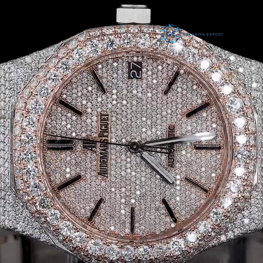 Iced Out Moissanite Diamond Dual Tone Luxury Watch