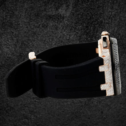 Black Rubber Strap Moissanite Diamond Watch For Men's