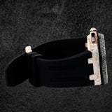 Black Rubber Strap Moissanite Diamond Watch For Men's